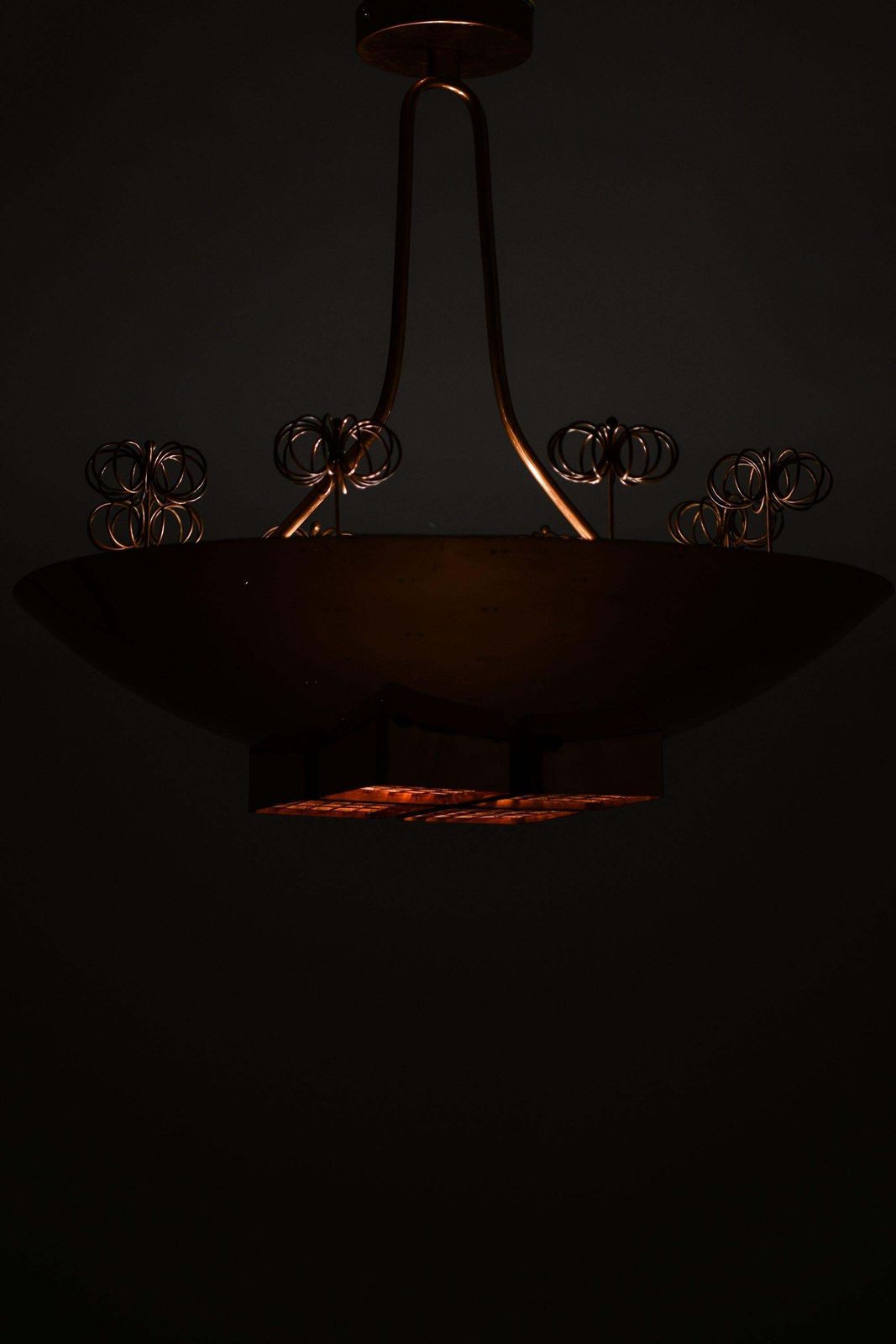 photo vintage Ceiling Lamp In Copper And Brass By Paavo Tynell, 1940's, Taito Oy