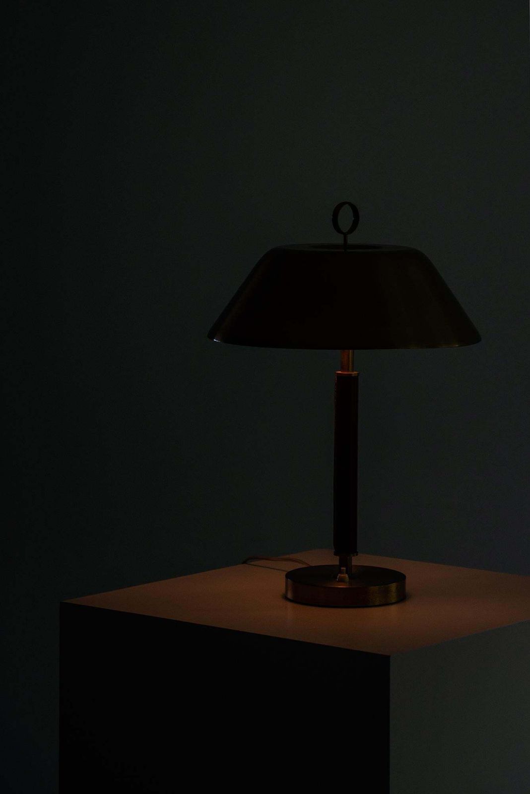 Table Lamp In Brass And Leather Produced By Falkenbergs Belysning In Sweden photo buy