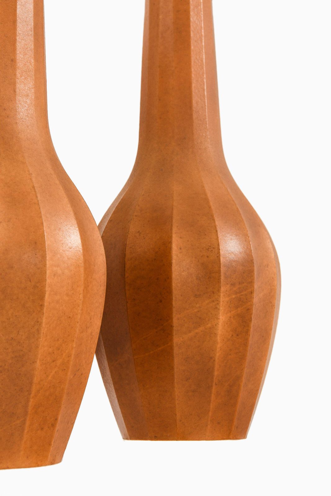 Ceiling Lamp Pendant In Teak And Original Lamp Shades By Hans Bergström, 1950's photo Lighting