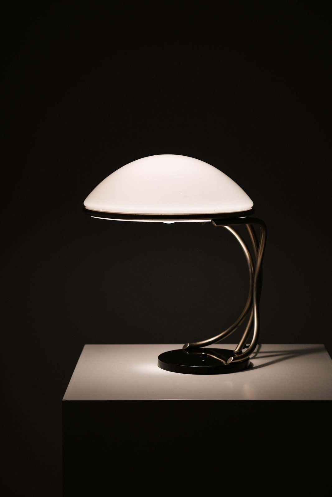 Rare Art Deco Table Lamp In Glass And Pewter, 1930's photo buy