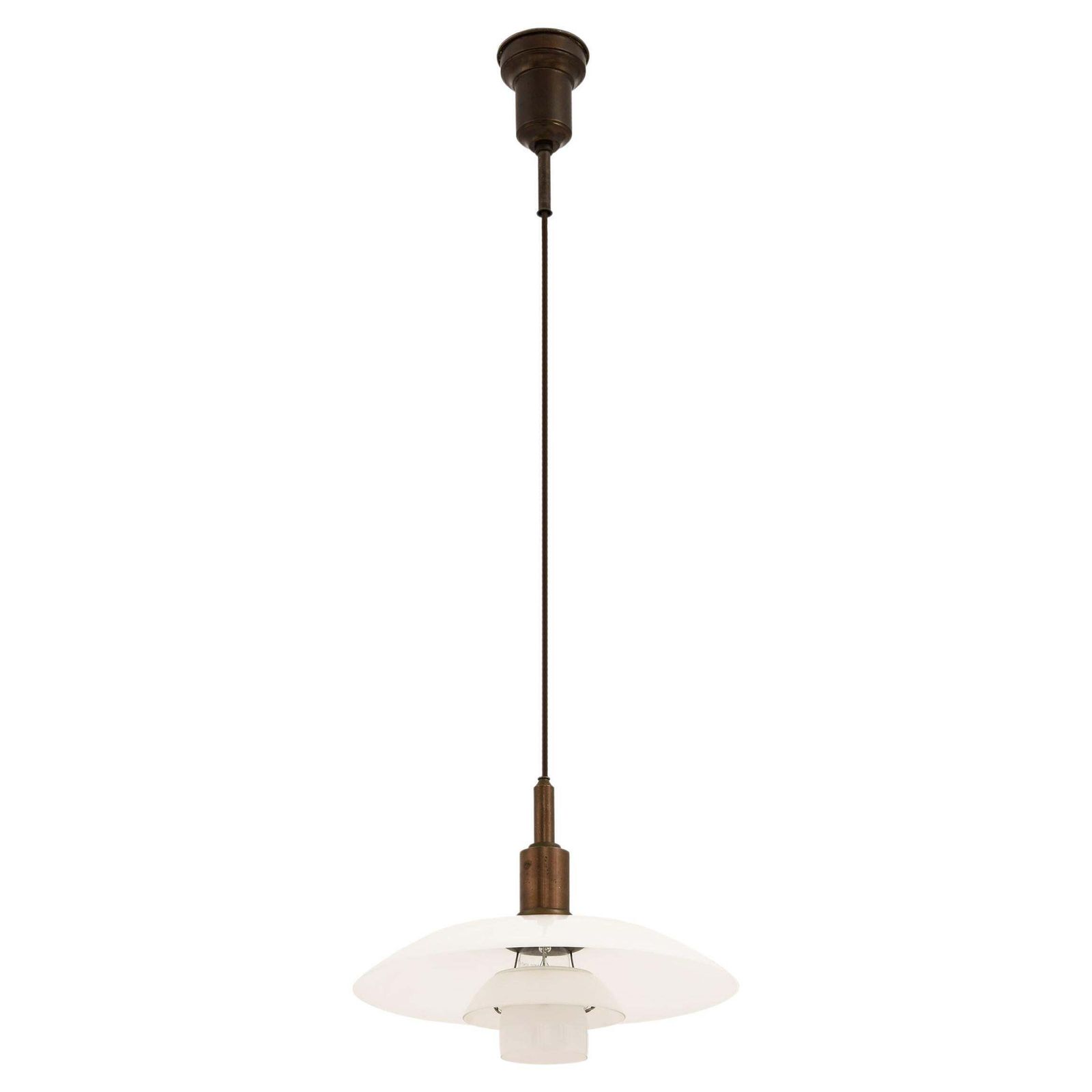 Ceiling Lamp In Brass And Opaline Glass By Poul Henningsen, 1930's