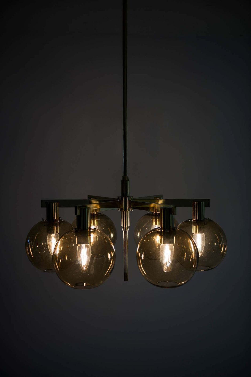 Hans Agne Jakobsson Ceiling Lamp In Brass And Glass photo for sale
