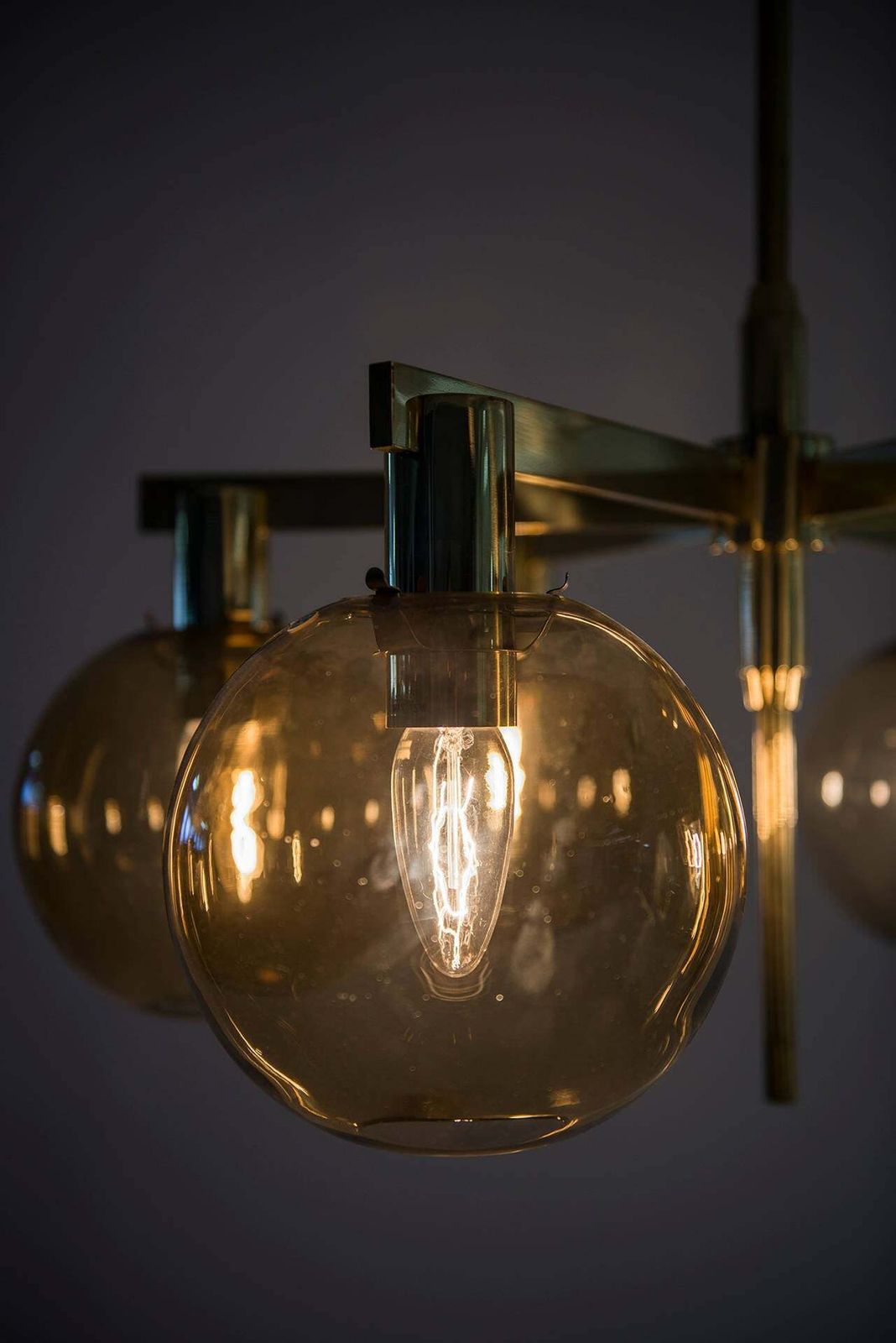 Hans Agne Jakobsson Ceiling Lamp In Brass And Glass photo Lighting