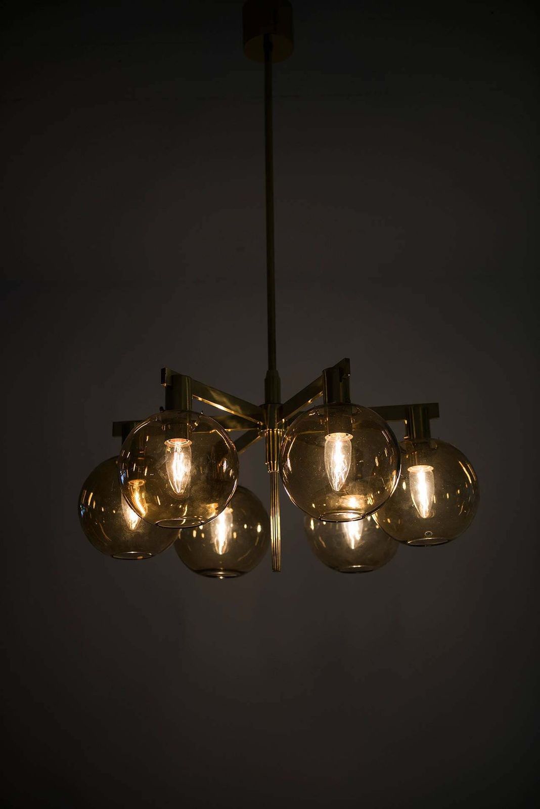 Hans Agne Jakobsson Ceiling Lamp In Brass And Glass photo vintage
