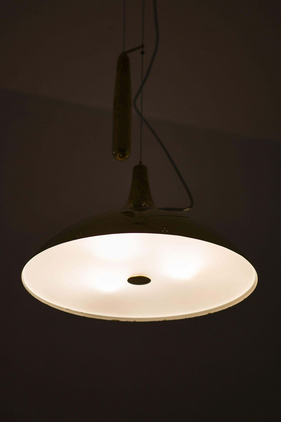 Lighting Ceiling Lamp In Brass And Glass By Paavo Tynell, 1950's photo