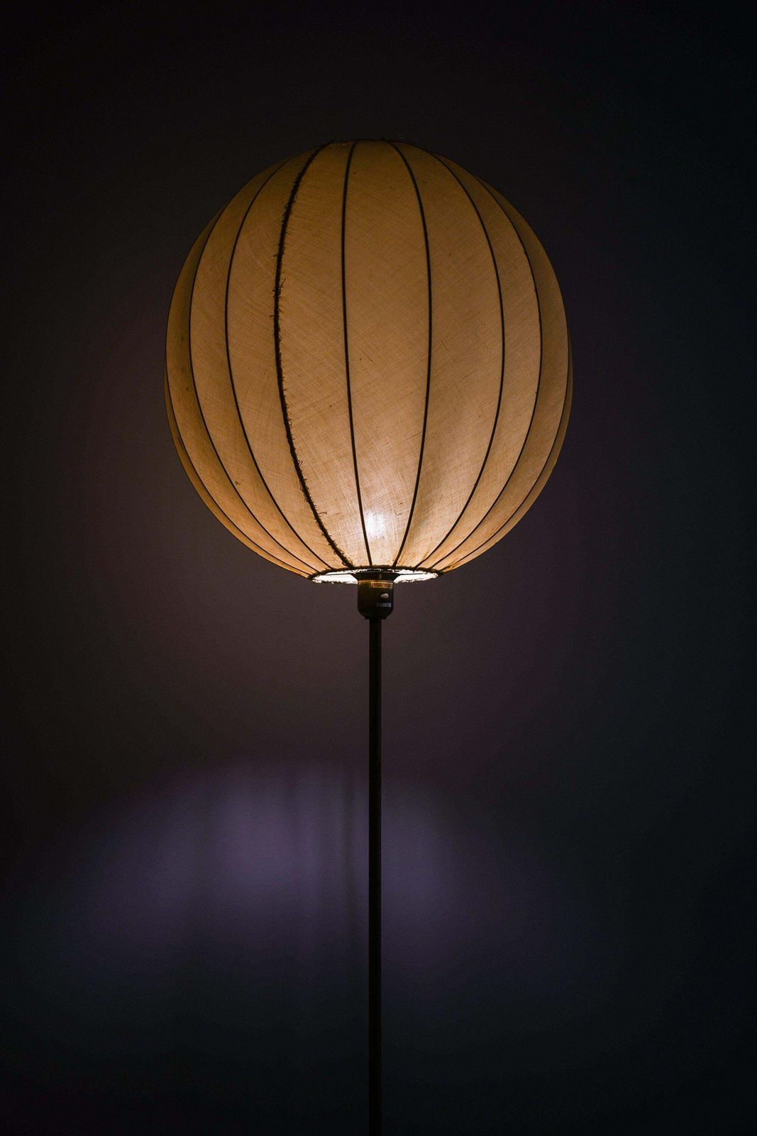 Rare Floor Lamp In Brass And Fabric Shade, 1950’s photo vinterior