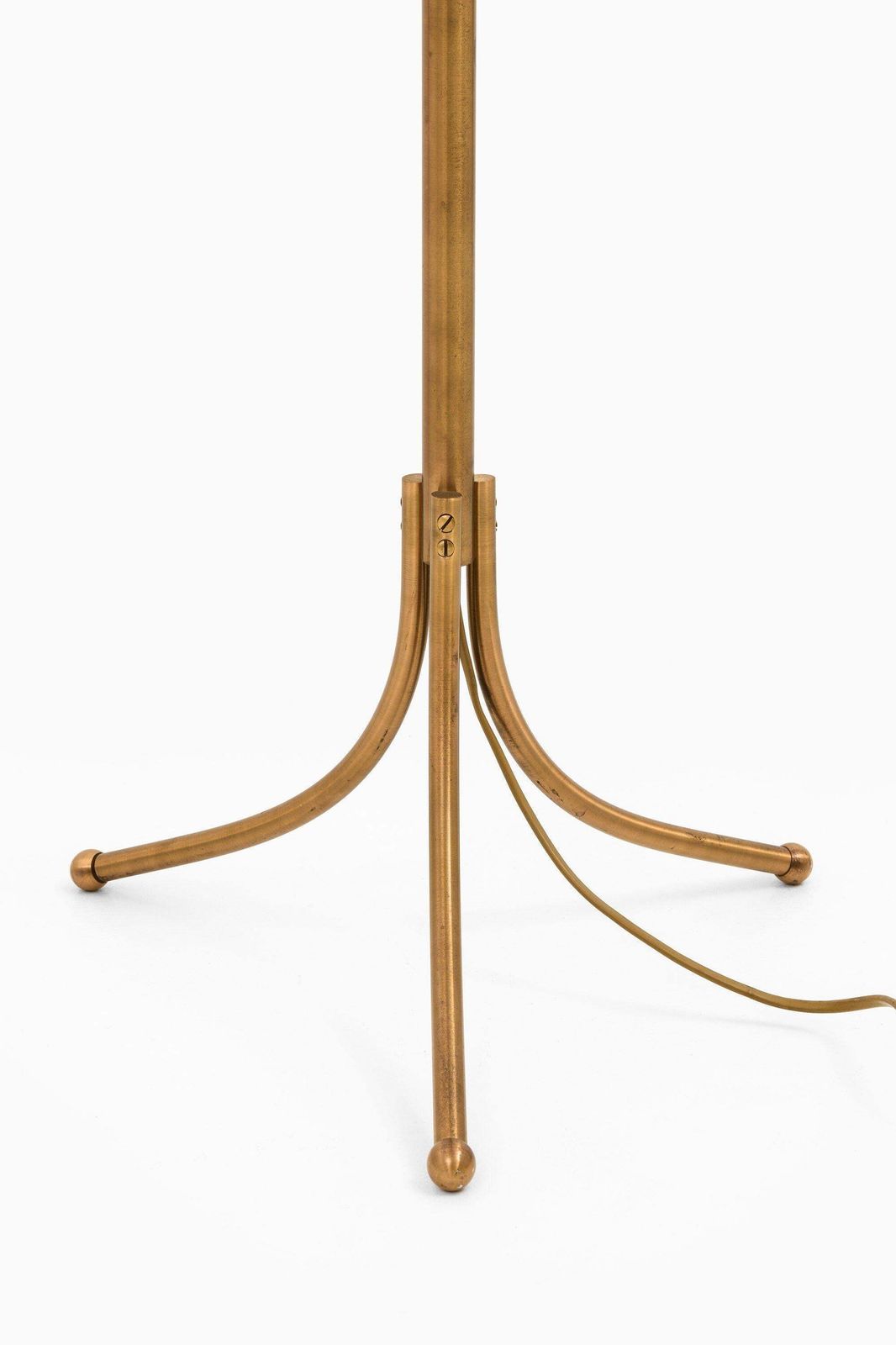 Height Adjustable Floor Lamp In Brass And Lamp Shade By Josef Frank, 1950's photo Lighting