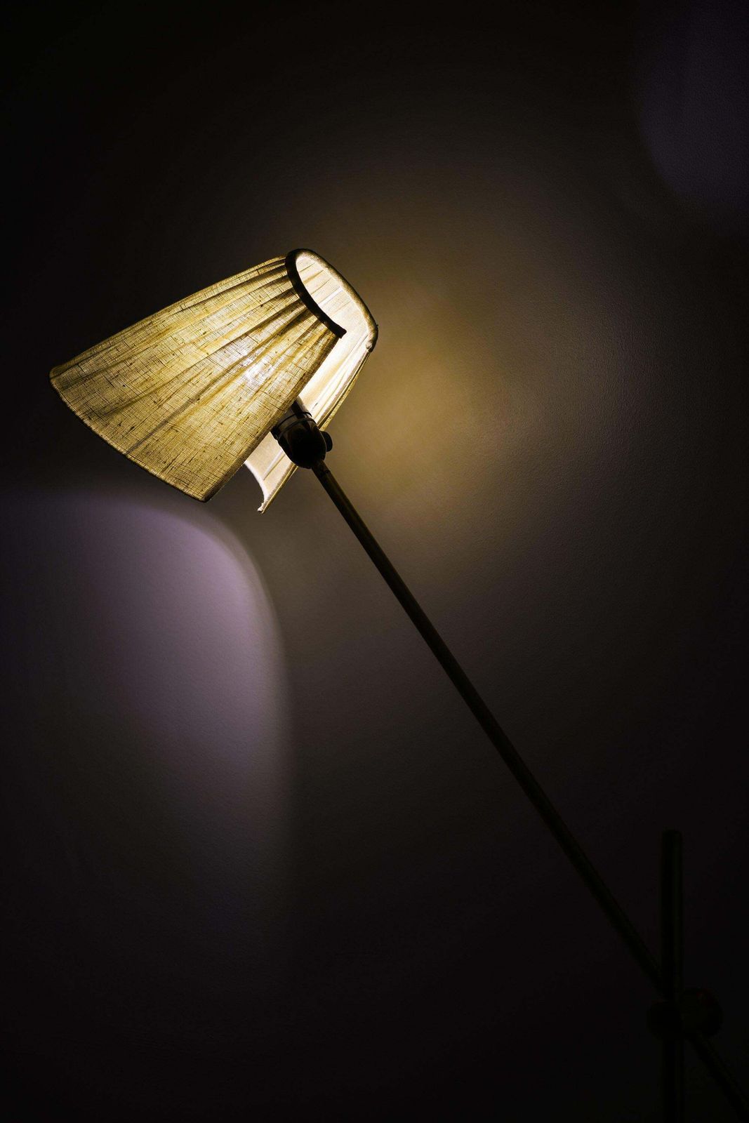 Floor Lamp In Brass And Fabric Attributed To Hans Bergström, 1950's photo vintage