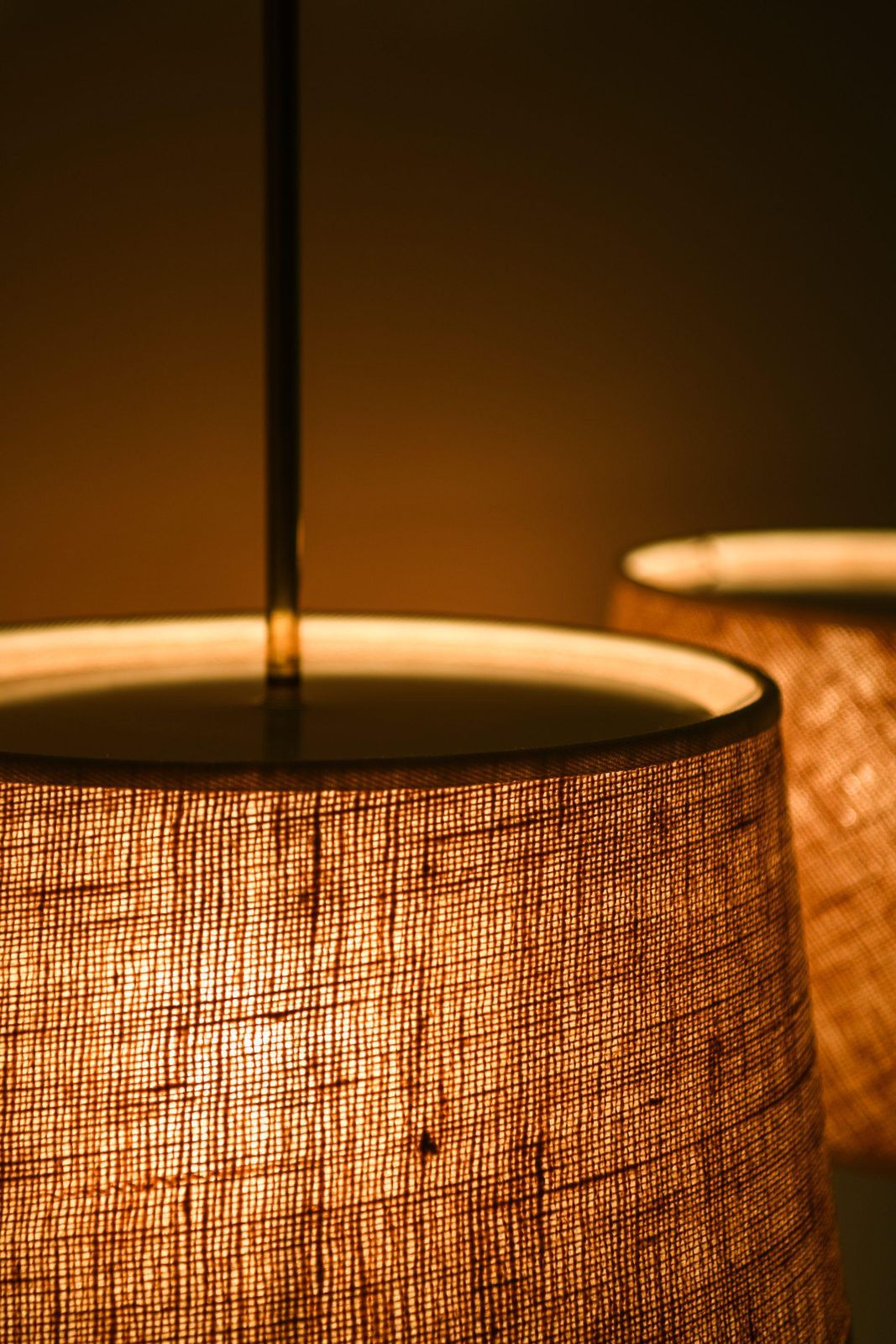 Floor Lamps In Brass And Original Lamp Shades By Hans Agne Jakobsson, 1950's photo vintage