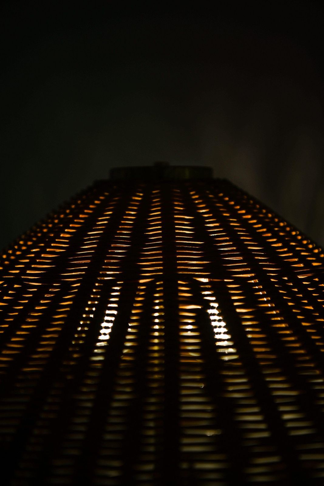 Lighting Height Adjustable Floor Lamp In Brass, Woven Cane And Rattan Shade, 1940's photo