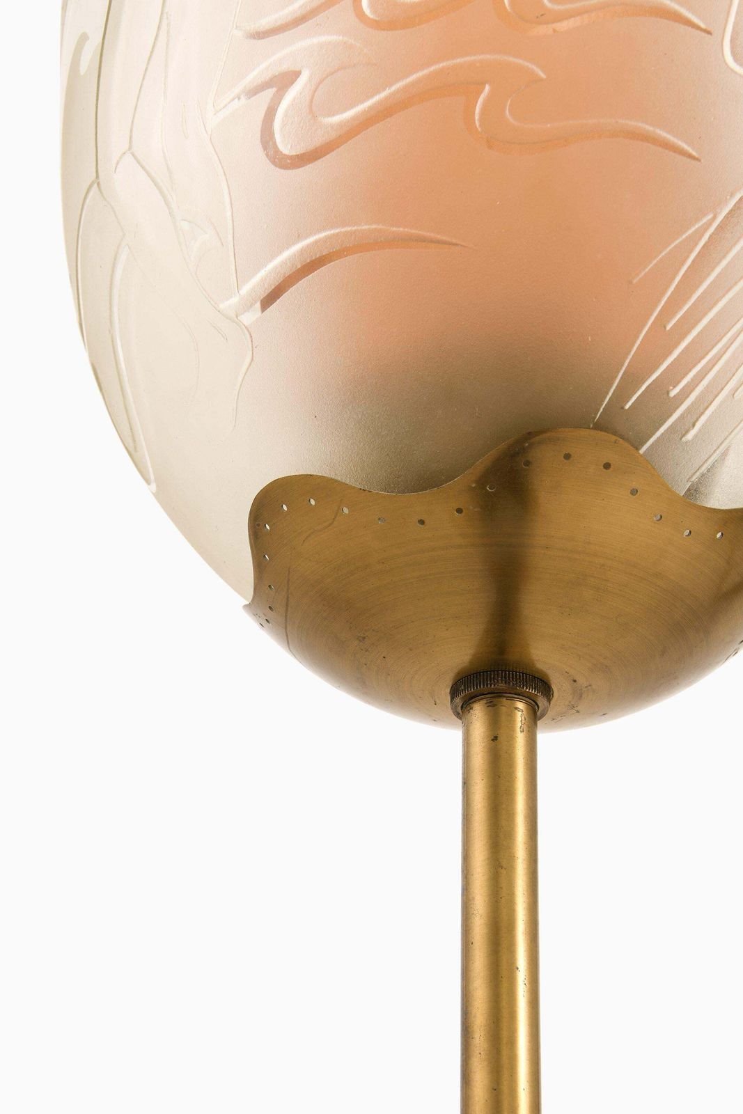 Floor Lamp In Double Glass Shades And Brass By Bo Notini, 1940’s photo buy