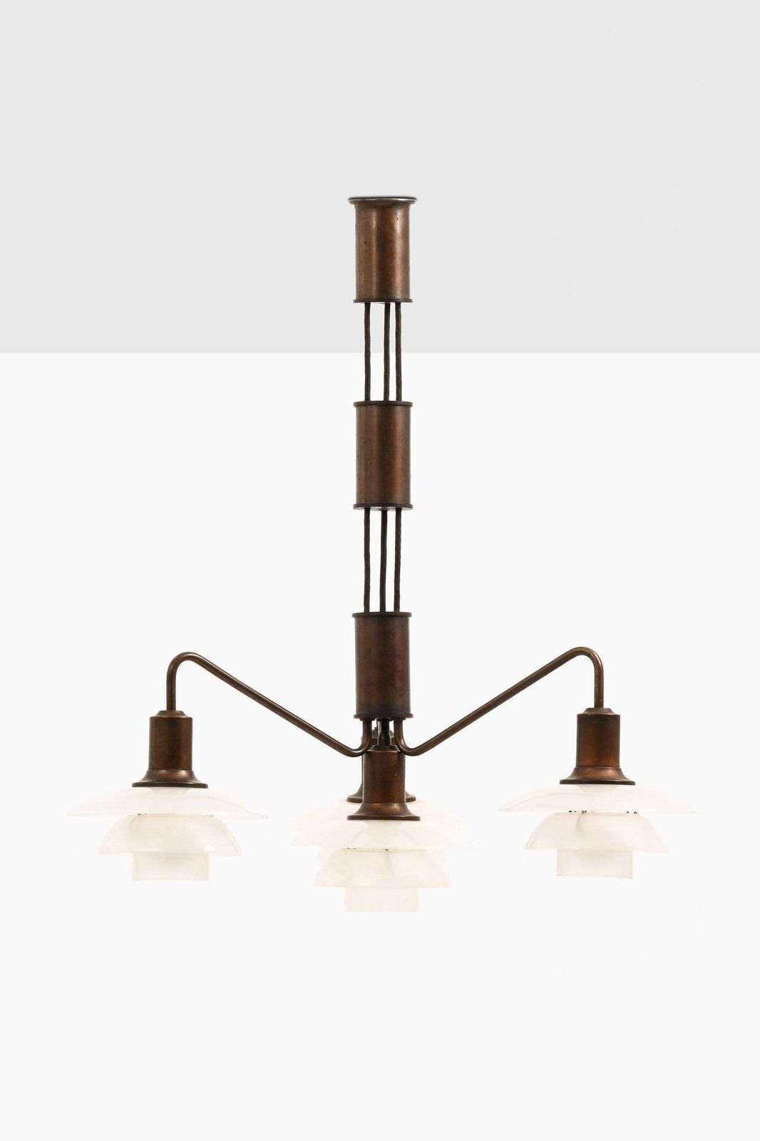 Ceiling Lamp In Browned Brass Frame, Glass Shades By Poul Henningsen, 1931 1937 photo for sale