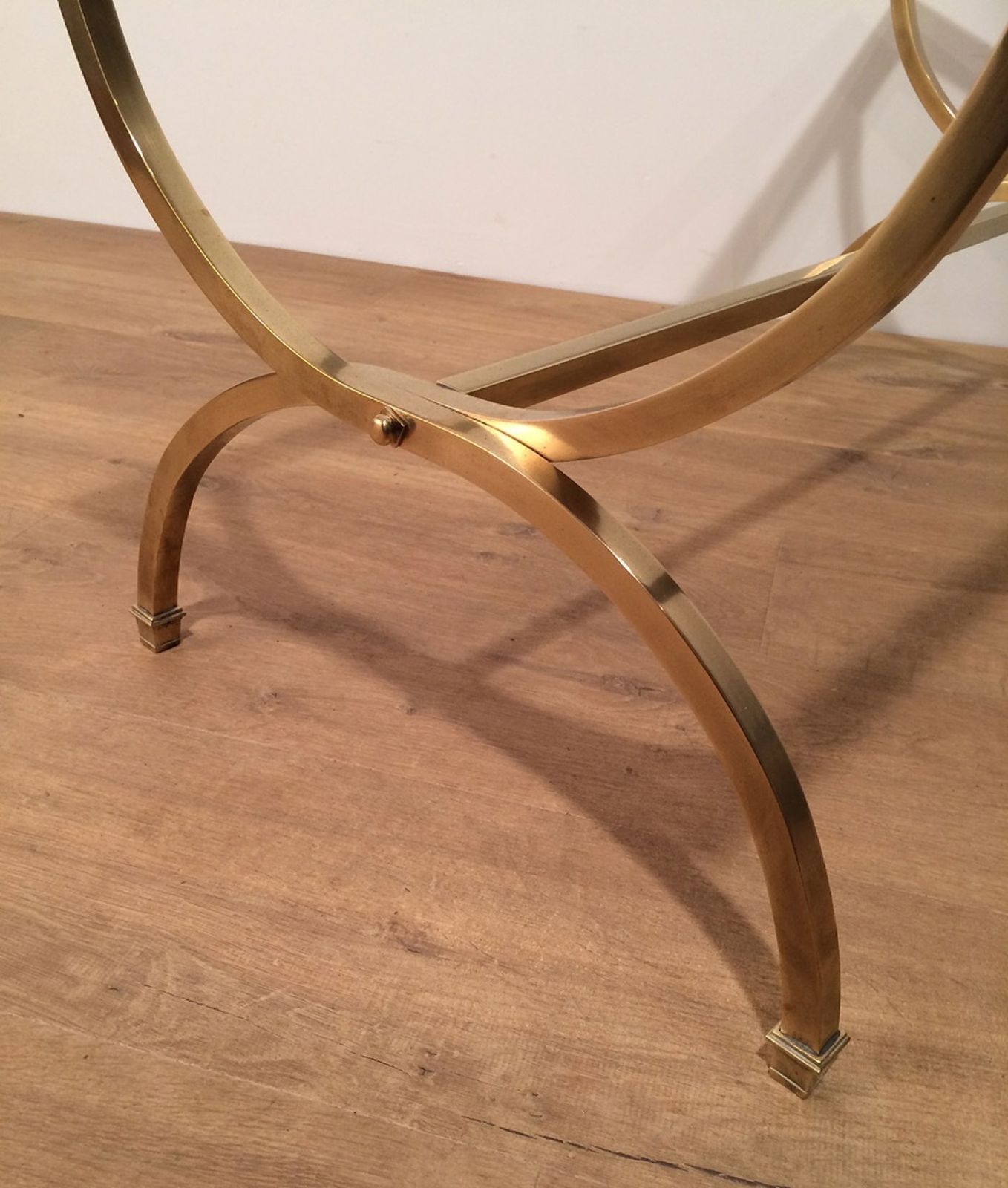 Brass Coffee Table With Clear Glass Top And Black Lacquered Rim From Maison Jansen photo buy