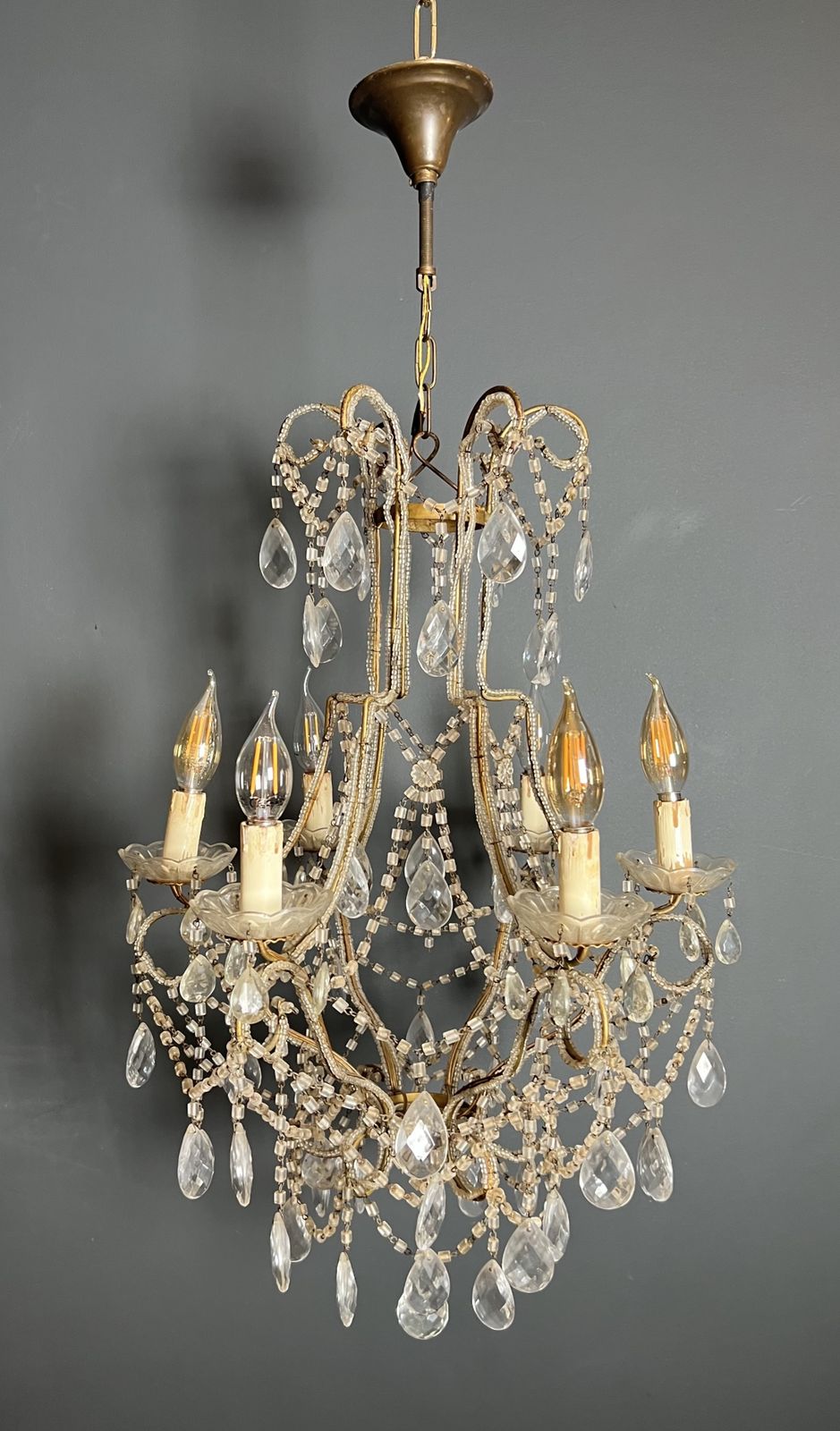 Italian Pearl And Crystal Chandelier