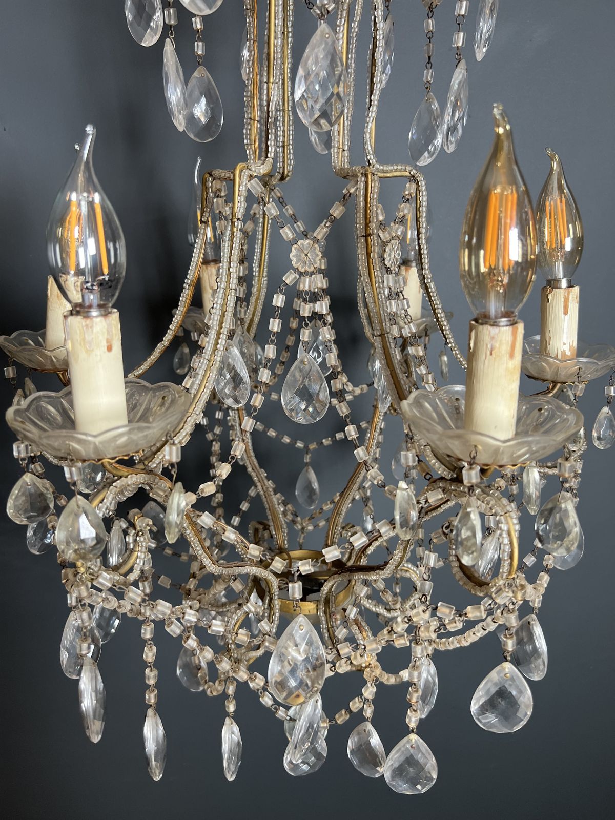 Italian Pearl And Crystal Chandelier photo buy