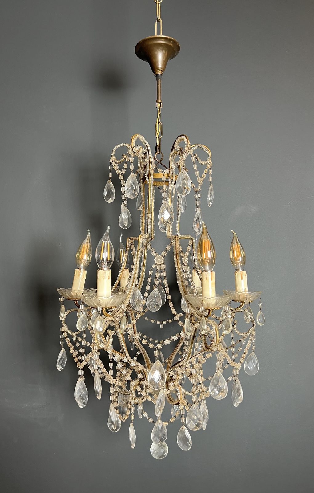 1950.0 Italian Pearl And Crystal Chandelier photo