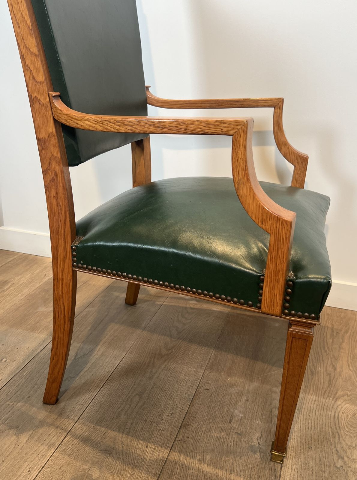 Pair Of Art Deco Oak And Leather Armchairs By De Coene Frères photo buy