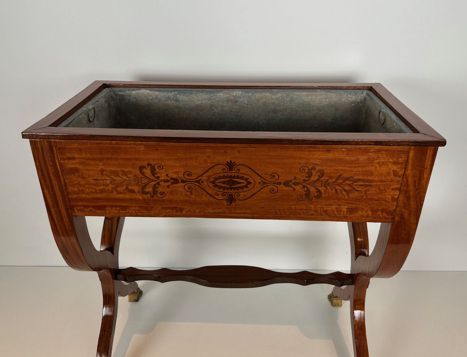 Mahogany Jardinière With Amaranth Inlay And "X" Base And Bronze Claw Feet From The Charles X Period photo Garden Decor