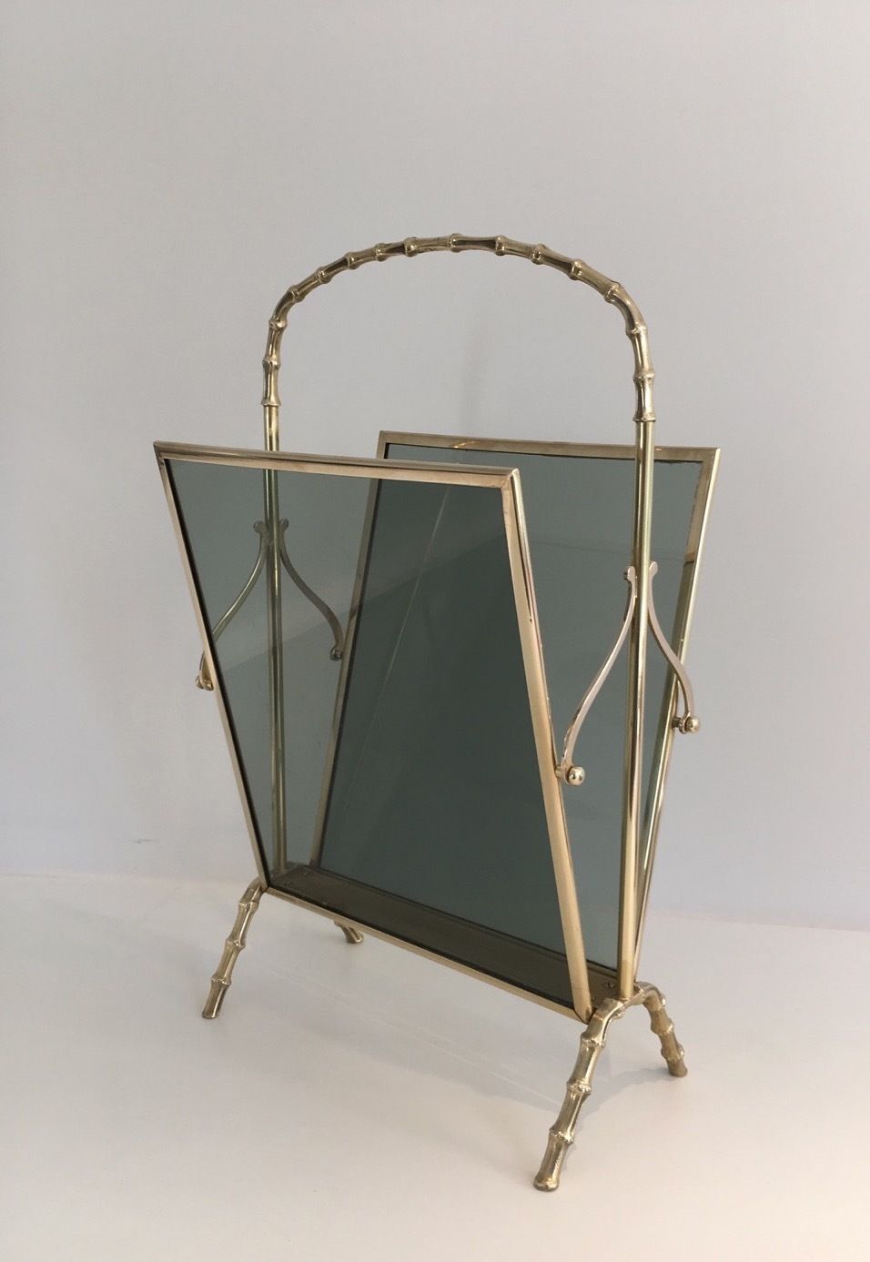 Faux Bamboo Style Magazine Rack In Bronze From Maison Baguès