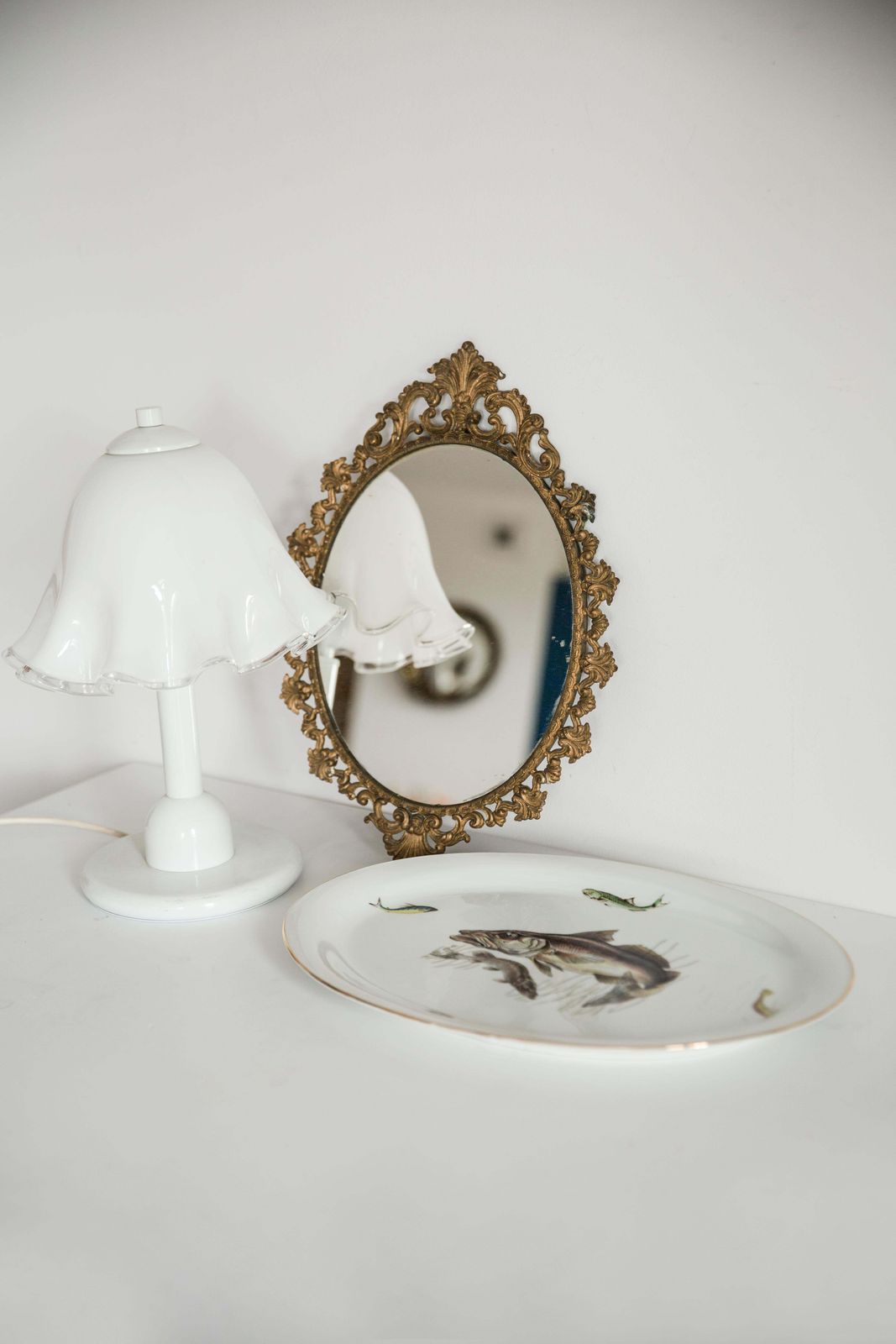 Set Of Two Hollywood Regency Table Lamps, White Flowers, Italy, 1960s photo 595.0