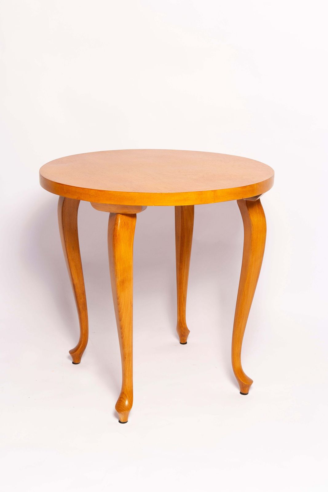 Mid Century Round Coffee Table, Light Wood, Poland, 1960s photo furniture