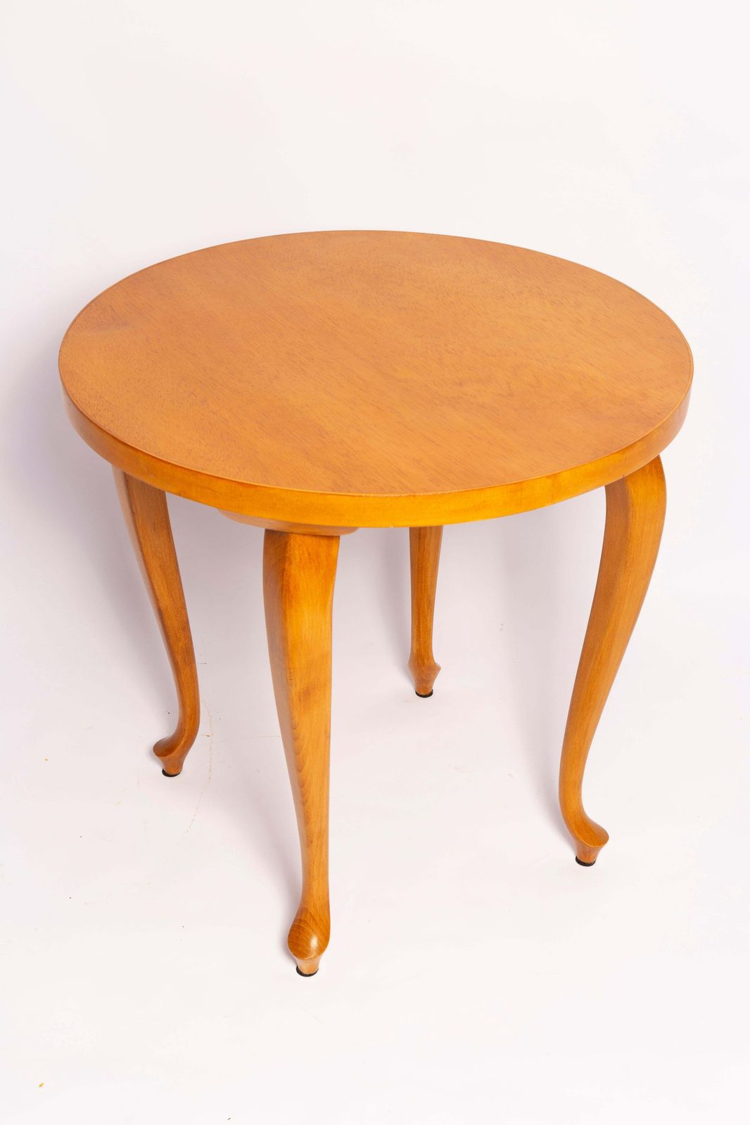 Mid Century Round Coffee Table, Light Wood, Poland, 1960s photo for sale