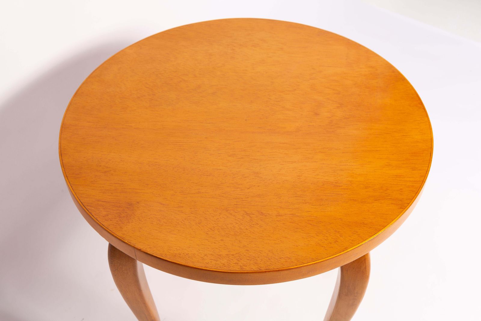 Mid Century Round Coffee Table, Light Wood, Poland, 1960s photo Furniture