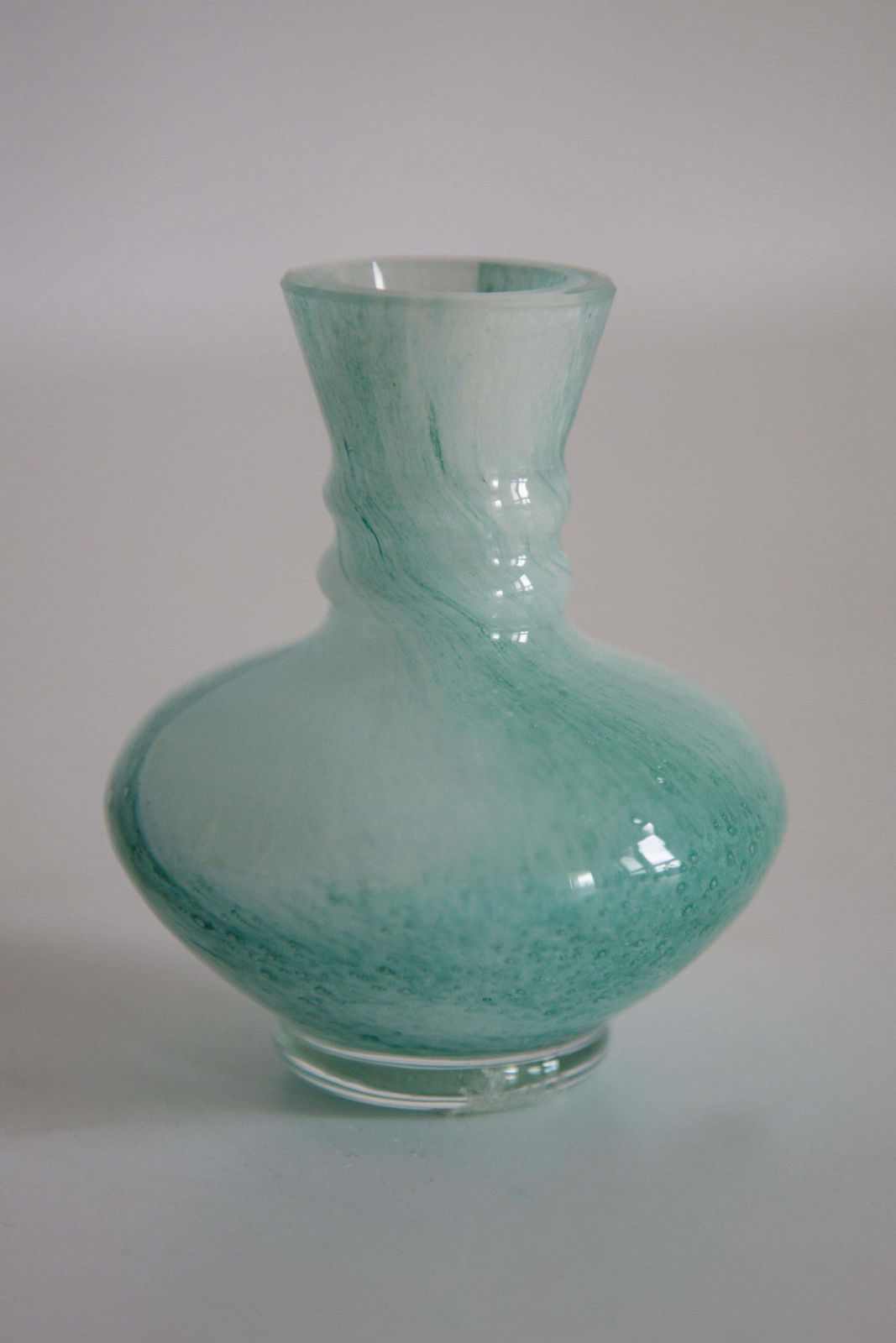Mid Century Murano Glass White And Green Mini Vase, Europe, 1990s photo vinterior