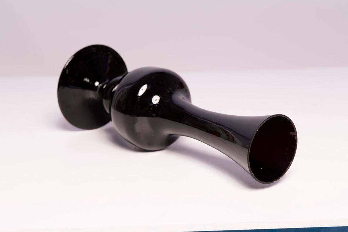 Slim Mid Century Vintage Black Dark Purple Glossy Vase, Europe, 1960s photo buy