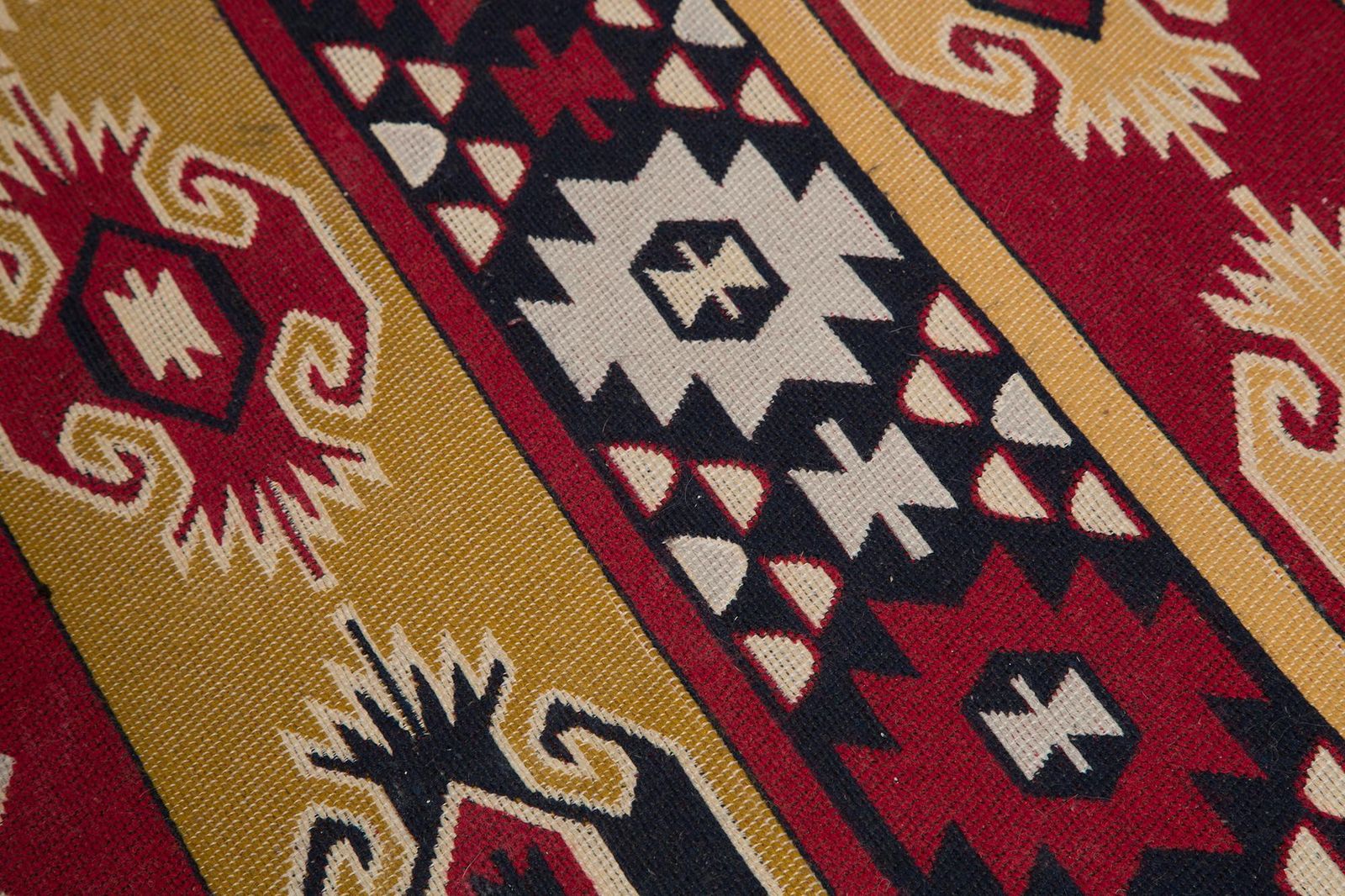 Textiles Midcentury Boho Style Wool Carpet, 1960s photo