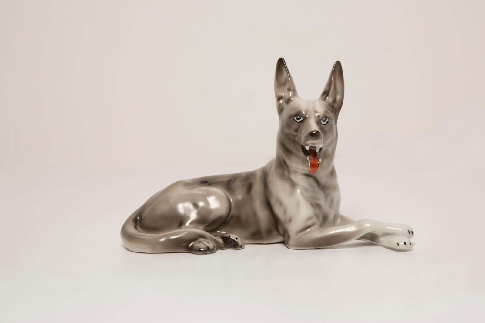 Midcentury Gray Shepherd Ceramic Dog Sculpture, Europe, 1960s photo 77.0