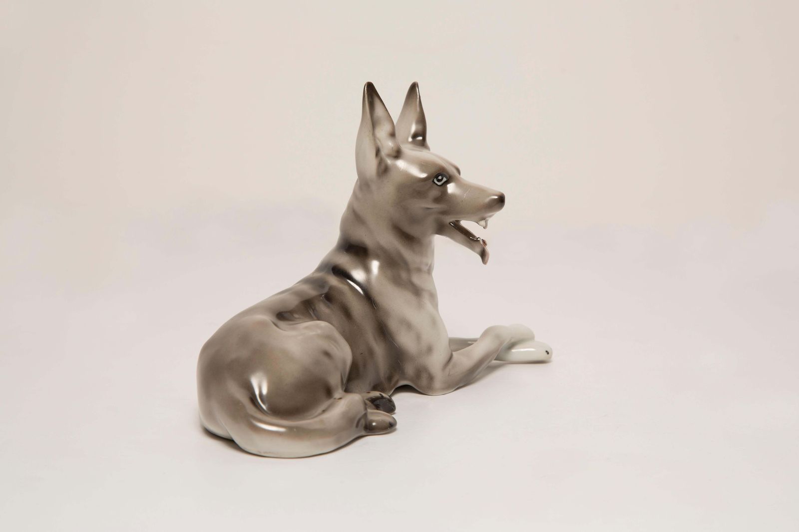 Midcentury Gray Shepherd Ceramic Dog Sculpture, Europe, 1960s photo vinterior