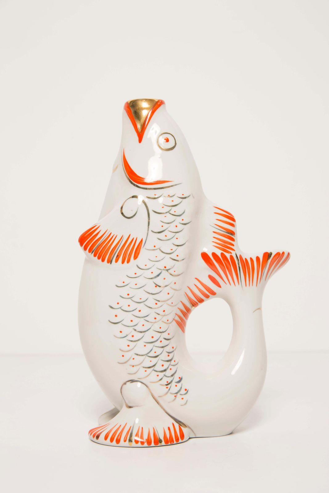 Home Decor White Fish Glass Decanter Or Vase, 20th Century, Europe, 1960s photo