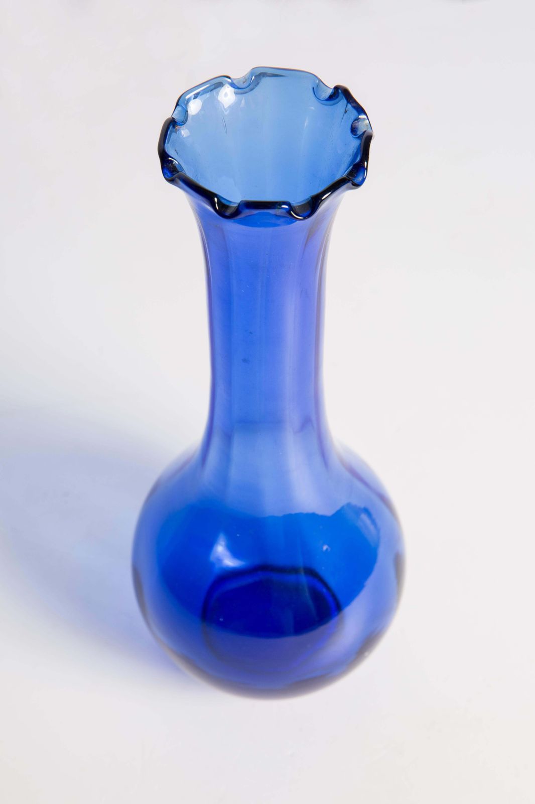 Midcentury Glass Blue Vase With A Frill, Europe, 1960s photo buy