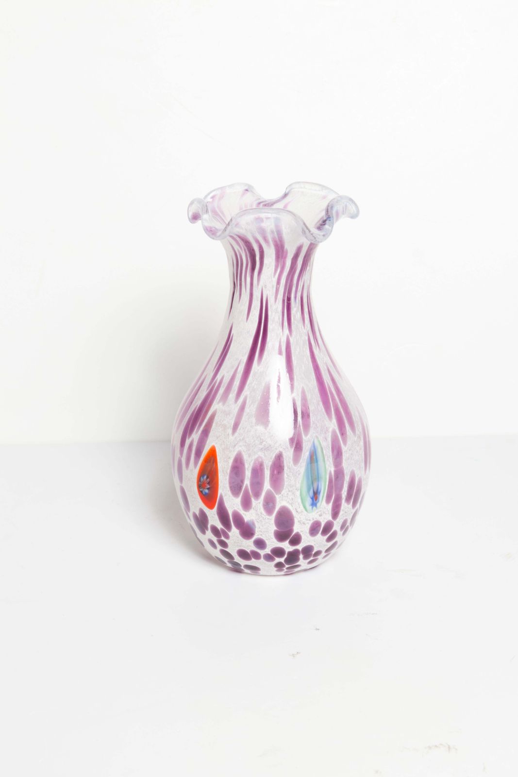 Mid Century Vintage Purple Dots Small Murano Vase, Italy, 1960s photo Home Decor
