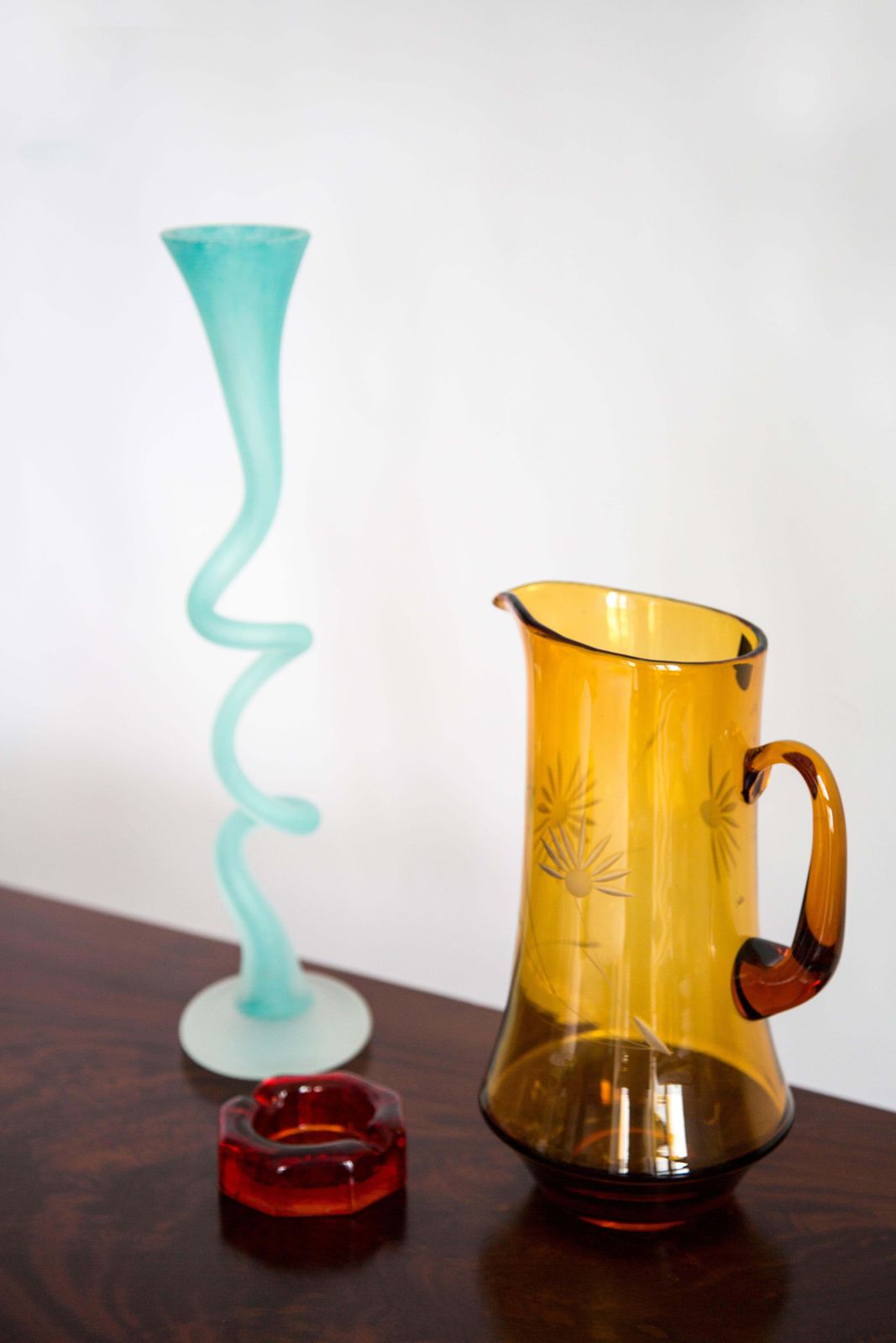 Mid Century Big Acqua Green Twisted Vase, Europe, 1960s photo Home Decor