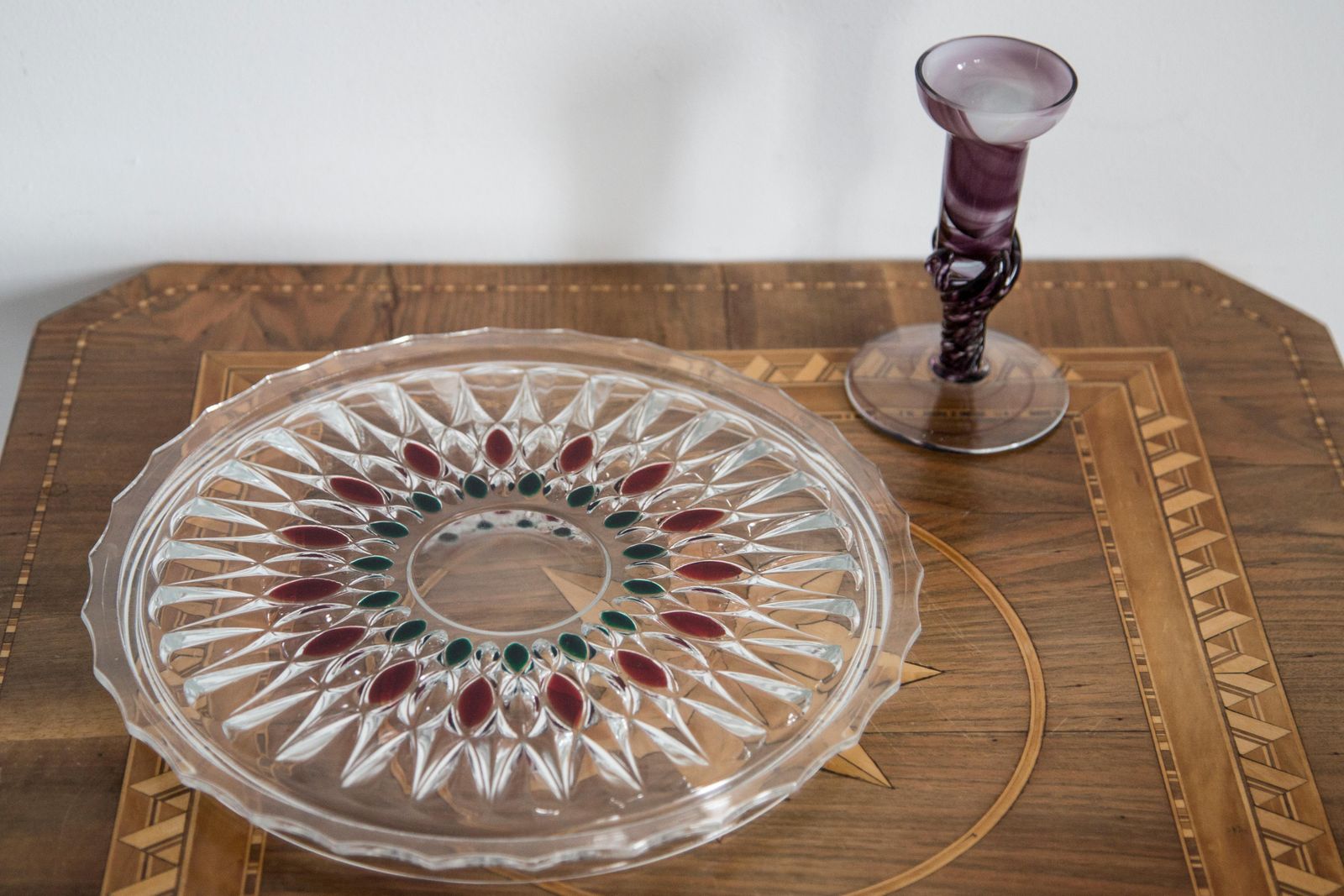 Mid Century Vintage Glazen Vaas / Kandelaar In Paars, Europa, Jaren 1970 photo for sale