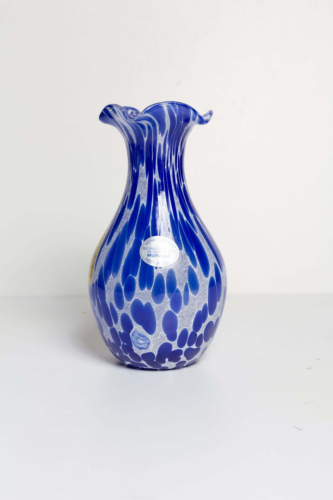 Mid Century Vintage Blue Dots Small Murano Vase, Italy, 1960s photo Home Decor