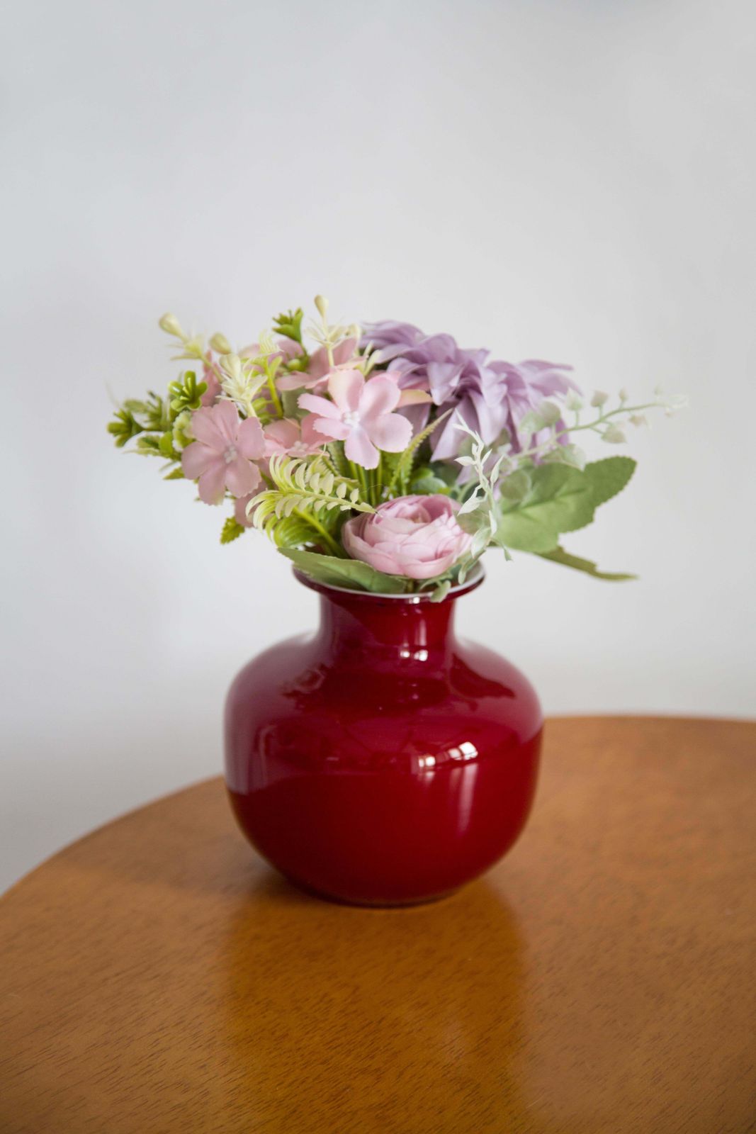 Mid Century Vintage Artistic Glass Dark Red Vase, Tarnowiec, Europe, 1970s photo furniture