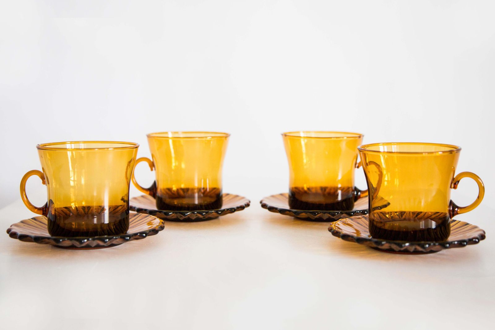 Set Of Four Mid Century Tea Glasses And Plates, Europe, 1960s photo furniture