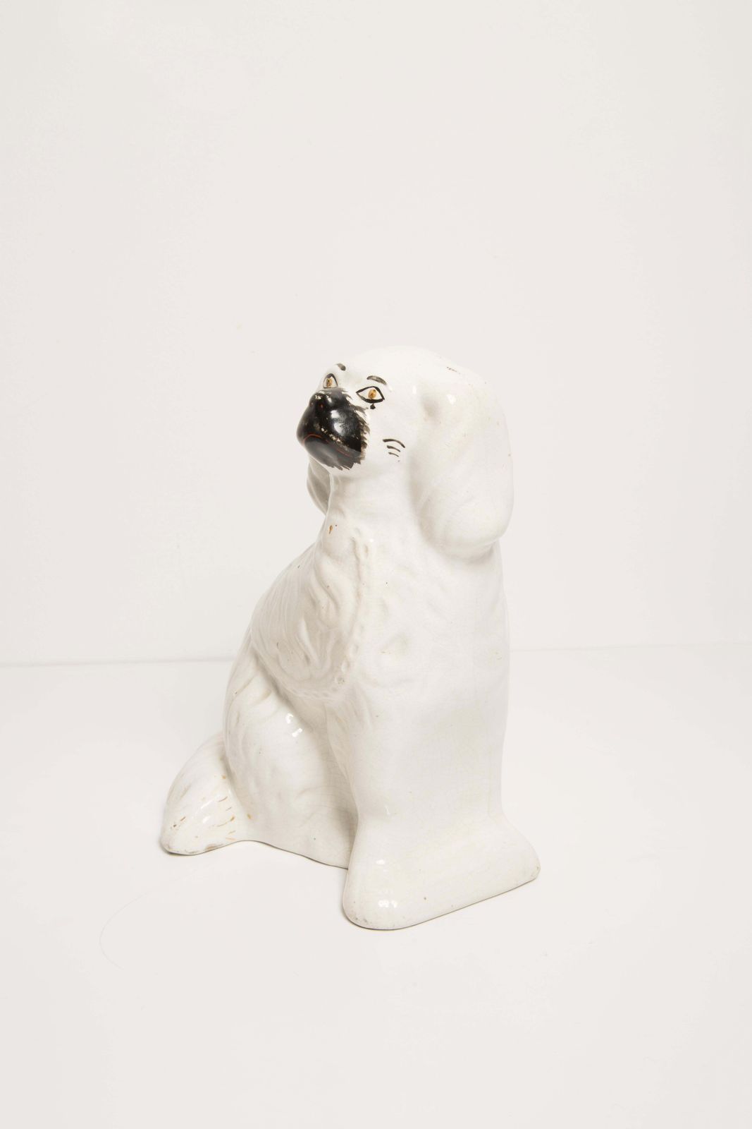 Mid Century White Spaniel Dog Sculpture Staffordshire England, 1960s photo for sale