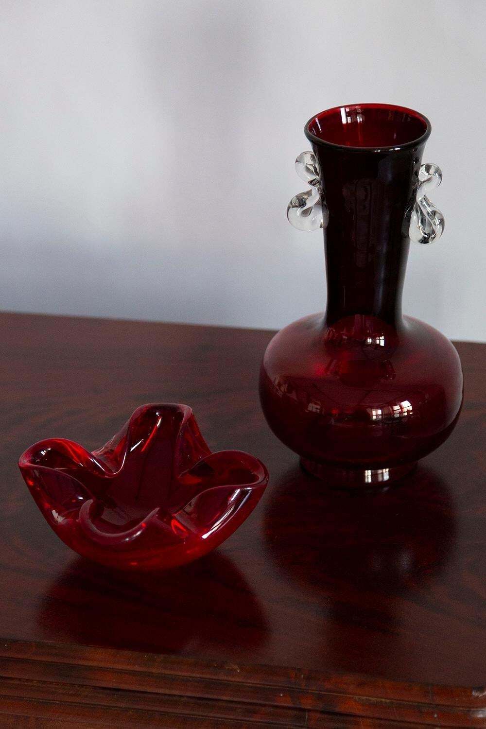Mid Century Vintage Dark Red Vase, Europe, 1980s photo Home Decor
