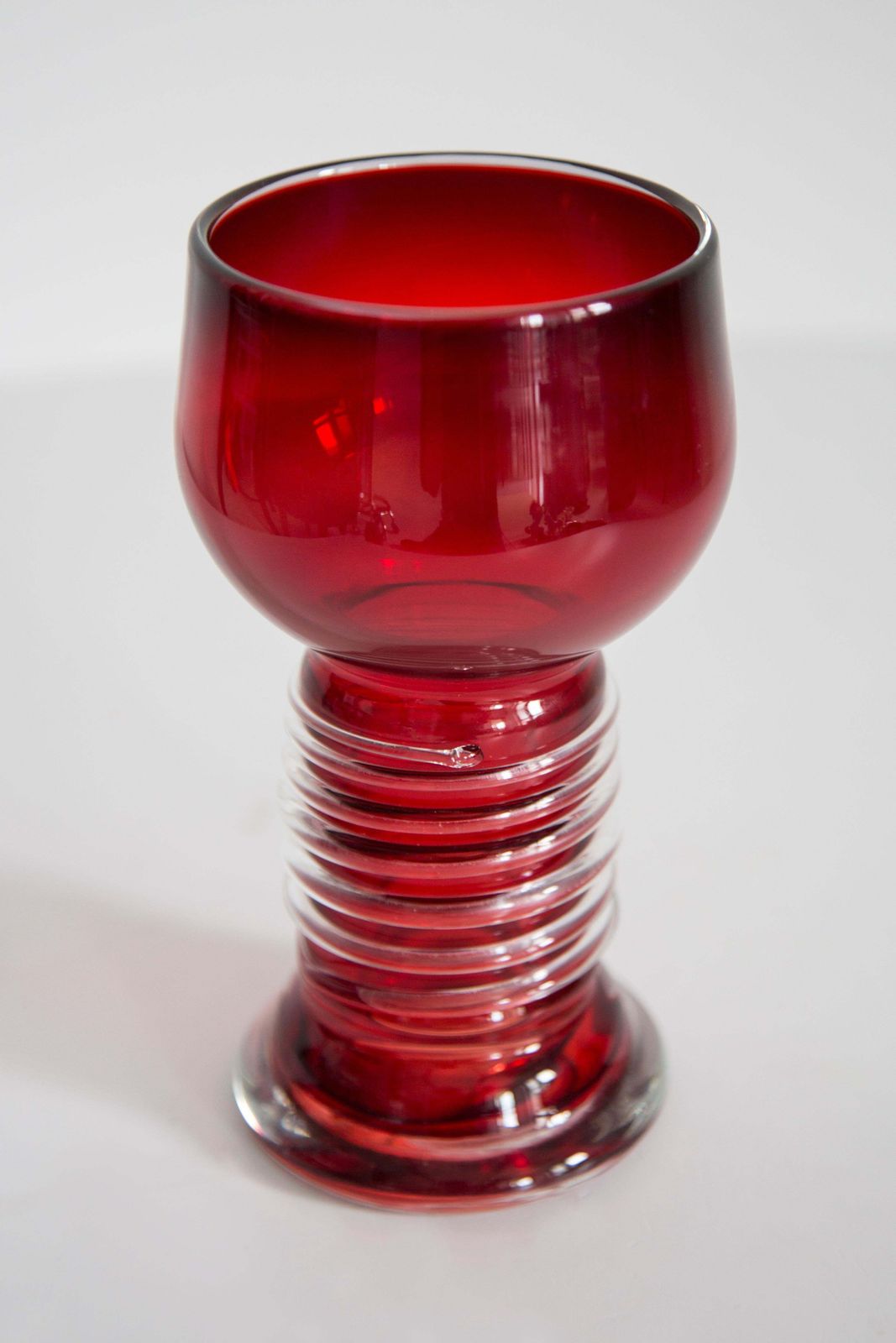 Mid Century Vintage Artistic Glass Red Vase, Tarnowiec, Sulczan, Europe, 1970s photo vinterior
