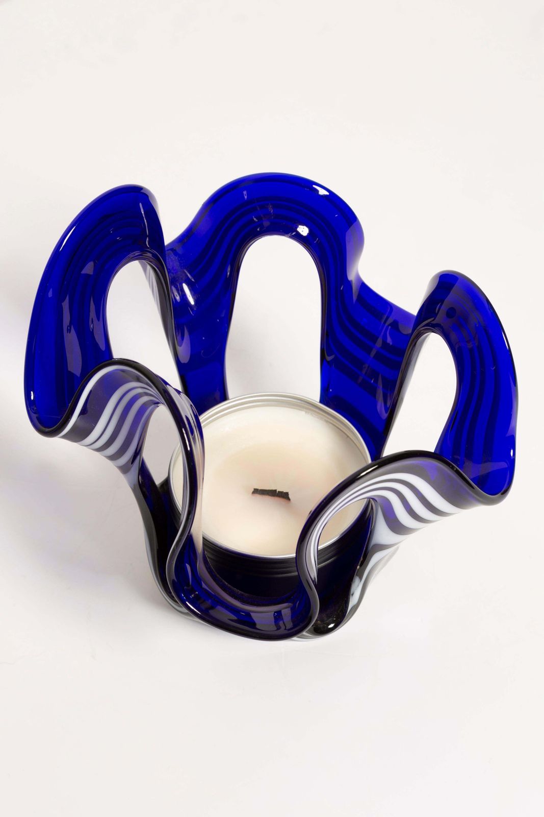 Small Mid Century Ultramarine Blue And White Vase, Europe, 1960s photo 128.0