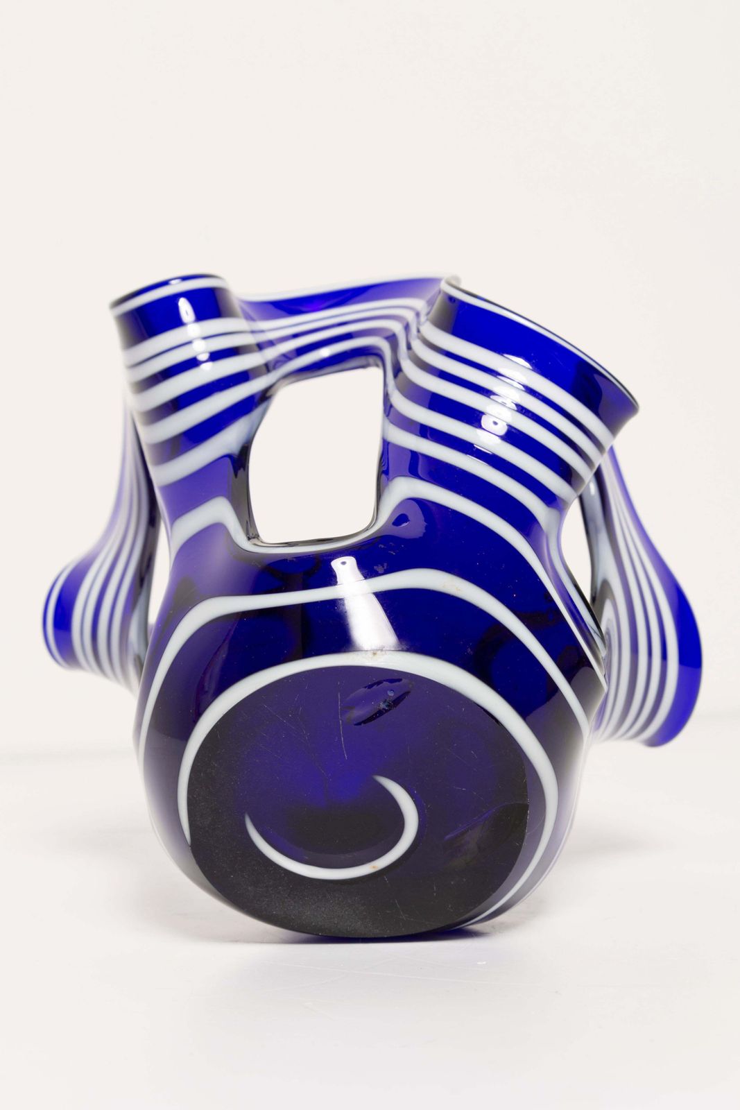 Home Decor Small Mid Century Ultramarine Blue And White Vase, Europe, 1960s photo