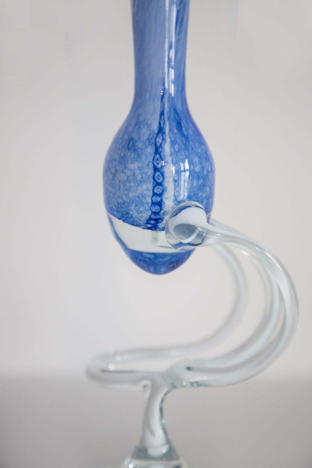 Mid Century Vintage Light Blue Artistic Glass Vase, Candlestick, Europe, 1970s photo vintage