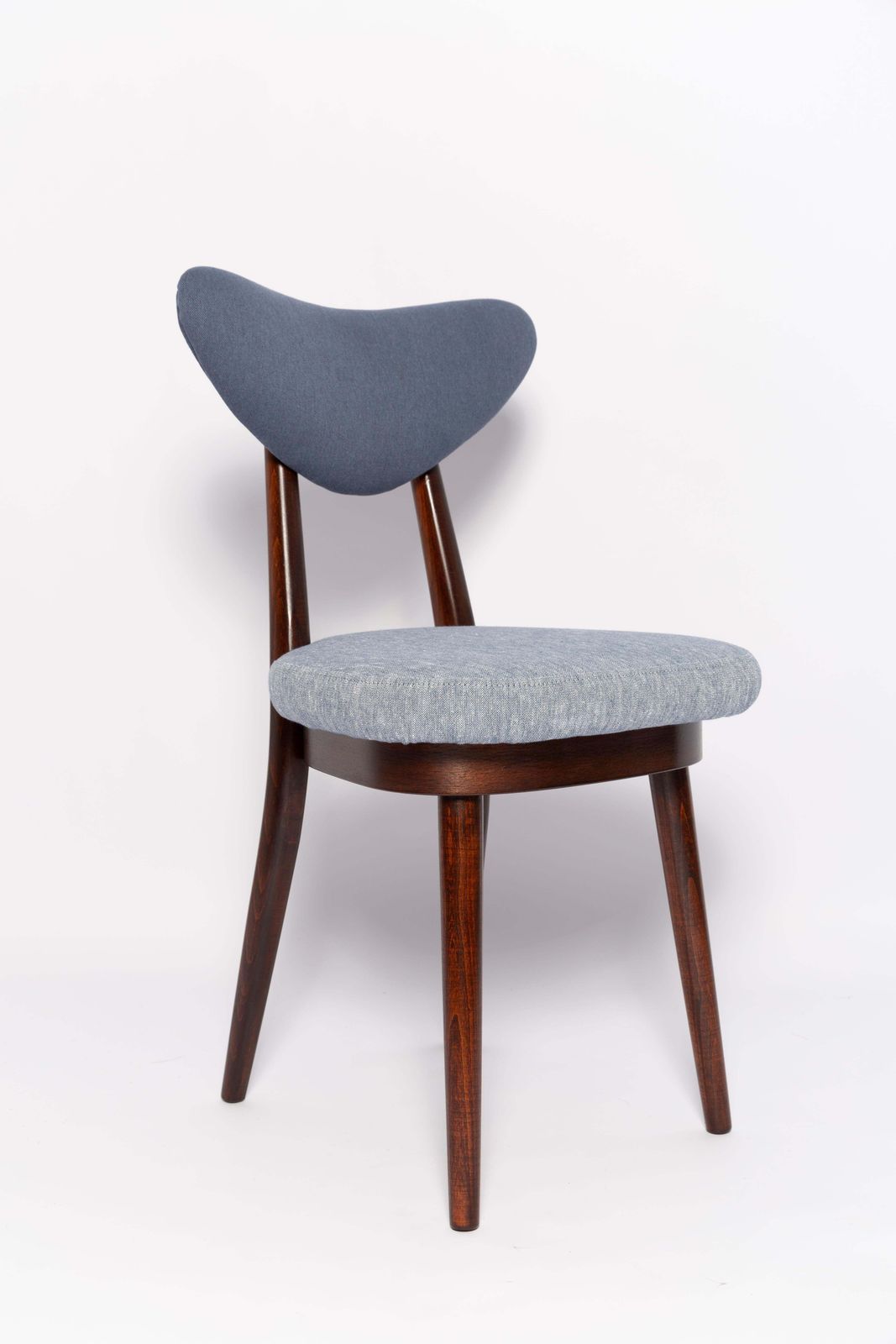 Midcentury Light And Medium Blue Denim Heart Chair, Europe, 1960s photo vinterior