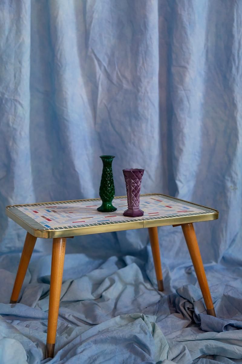 Set Van Twee Mid Century Artistieke Miniatuurvazen In Groen En Paars, Europa, Jaren 1960 photo buy
