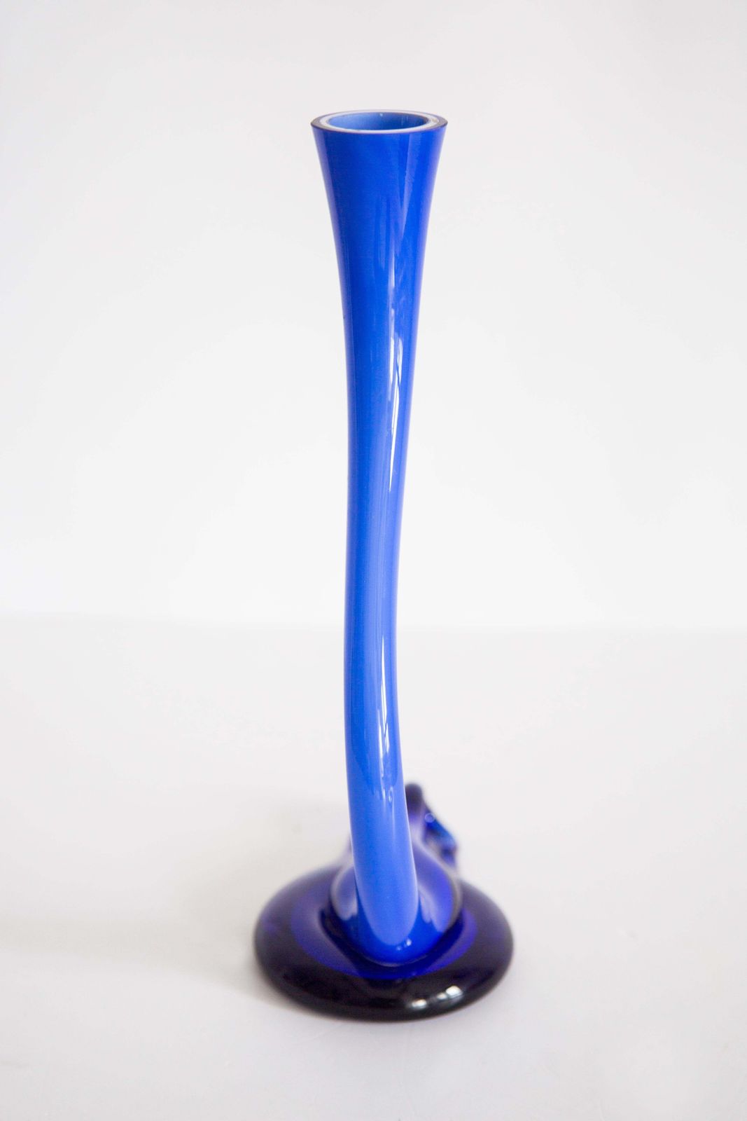 Home Decor Mid Century Blue Artistic Twisted Vase, Europe, 1960s photo