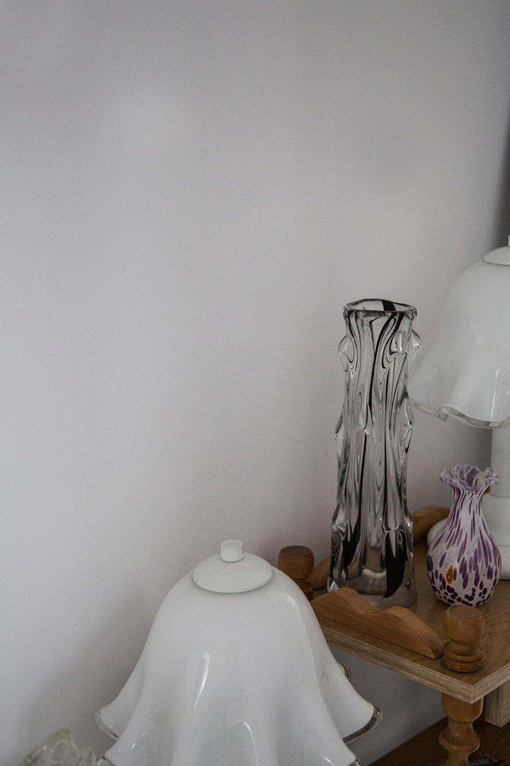 Mid Century Vintage Transparent And Black Artistic Glass Vase, Europe, 1970s photo for sale
